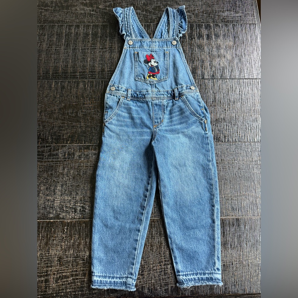 Gap x Disney Girls Denim Overalls with Minnie Mouse Patch 5T